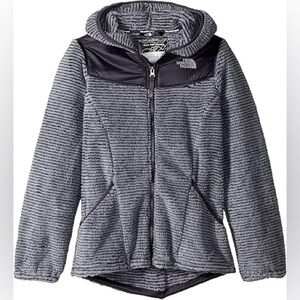 The North Face Oso Full Zip Hoodie Jacket Gray Black Stripe Girls Size Large